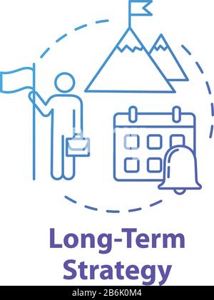 Long-term strategy concept icon. Milestone success. Building goals. Setting clear objective. Successful business. Smart planning idea thin line Stock Vector
