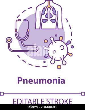 Pneumonia concept icon. Inflamed trachea. Disease diagnosis ...