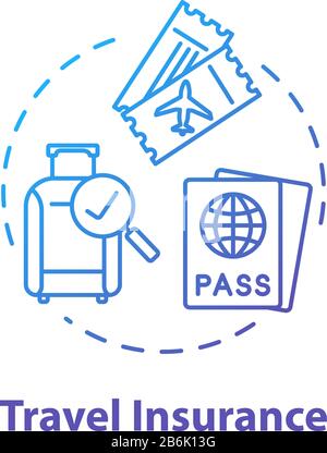 Travel insurance concept icon. Policy coverage for international tourism. Pre-paid personal service. Safety plan idea thin line illustration. Vector Stock Vector