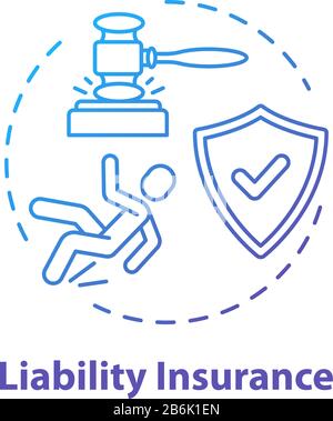 Liability insurance concept icon. Financial regulation. Legal claim. Lawsuit for incident. Insured and guarded life. Accident idea thin line Stock Vector