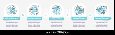 Building up strength vector infographic template. SWOT strategy presentation design elements. Data visualization with 5 steps. Process timeline chart Stock Vector