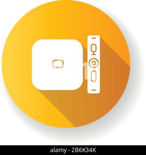 Digital media player flat design long shadow glyph icon. TV, stereo, home theater system. Entertainment product. Video game console. Electronic device Stock Vector