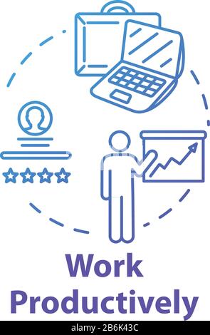 Work productively concept icon. Successful workflow planning. Reaching goal. Effective time management idea thin line illustration. Vector isolated Stock Vector