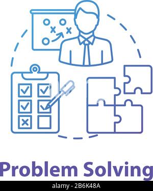 Problem solving concept icon. Planning, management. Way out of difficult situations. Decision making idea thin line illustration. Vector isolated Stock Vector