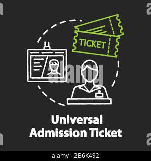 Universal admission ticket chalk RGB color concept icon. Personal premium access pass, budget travel idea. All inclusive tourism. Vector isolated Stock Vector
