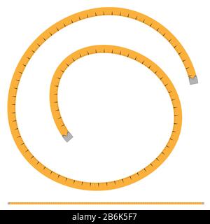 Illustration, vector pattern - orange tailor meter, centimeter - isolate on a white background. Tailor accessories, accessories for sewing, needlework, hobbies. Stock Vector