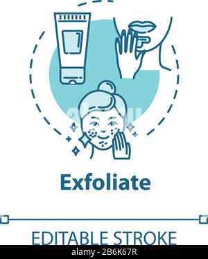 Exfoliate skin, peeling, cosmetology concept icon. Face skin renewal, anti-aging beauty procedure idea thin line illustration. Vector isolated outline Stock Vector