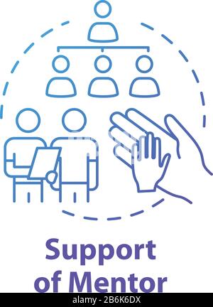Support of mentor concept icon. Teacher assistance. Coaching and training. Project advice. Tuition idea thin line illustration. Vector isolated Stock Vector