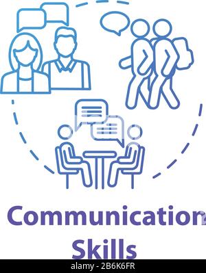 Communication skills concept icon. Group dialog. Inclusive education community. Socialization ability idea thin line illustration. Vector isolated Stock Vector