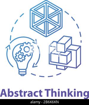 Abstract thinking concept icon. Creativity. Hypothetical model creation. Design thinking. Brainstorming idea thin line illustration. Vector isolated Stock Vector