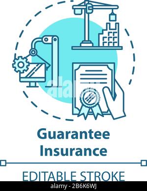 Guarantee insurance concept icon. Finance document. Safety coverage for property. Business contract idea thin line illustration. Vector isolated Stock Vector