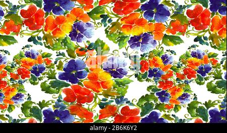 Watercolor flowers pattern.Floral background. - illustration Stock Photo