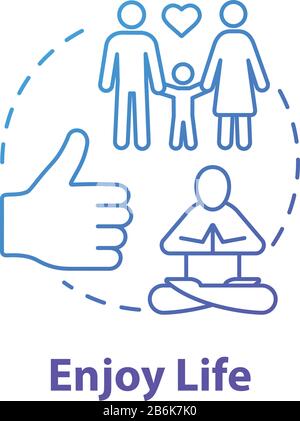 Enjoy life concept icon. Stay in good condition. Happy being. Ability to love and relax. Live full life idea thin line illustration. Vector isolated Stock Vector