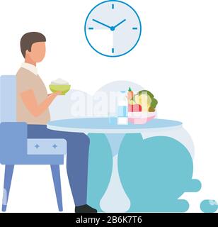 Healthy lunch habits flat vector illustration Stock Vector