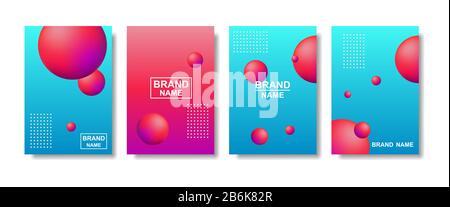 Liquid abstract backgrounds color covers set. Abstract 3d fluid shapes trendy template for brochure, leaflet, flyer, cover, catalog. vector Stock Vector