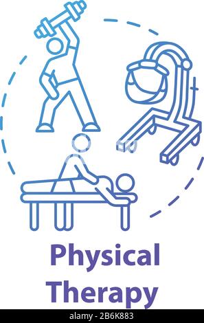 Physical therapy concept icon. Workout. Massage, chiropractic. Rehabilitation procedures. Physiotherapy in gym idea thin line illustration. Vector Stock Vector