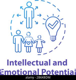 Intellectual and emotional potential concept icon. Live full life. Positive impact on others. Happy being idea thin line illustration. Vector isolated Stock Vector