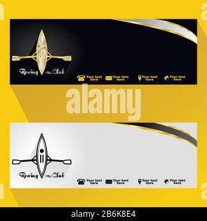Banner for rowing with gold and black boats Stock Vector