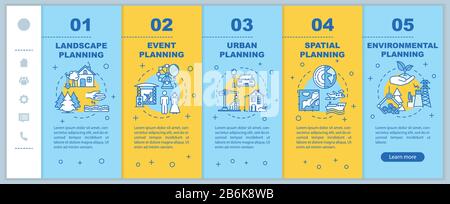 Landscape planning onboarding vector template. Engineering and architecture. International regions. Responsive mobile website with icons. Webpage Stock Vector