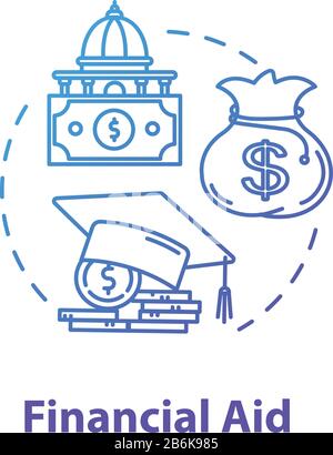 Financial aid concept icon. Student support with money. Education cost. Savings and banking. Finance idea thin line illustration. Vector isolated Stock Vector