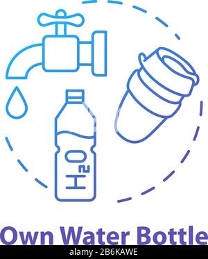 Own water bottle concept icon. Inexpensive drink, affordable travel idea thin line illustration. Personal clean water supply, cheap beverage. Vector Stock Vector