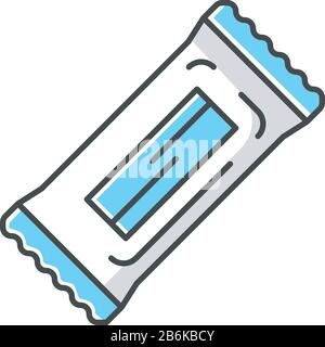 Chocolate bar RGB color icon. Protein snack package. Wrapped candy, sweet nourishment. Takeaway food pack. Sugar sachet, packet. Isolated vector Stock Vector