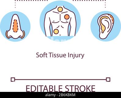 Strain injury, tendon traumatism concept icon. Anatomical abnormality ...