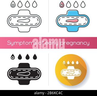 Early Pregnancy Symptom Drop Shadow Black Glyph Icons Set. Lady