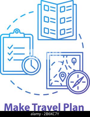 Make travel plan concept icon. Organized tour schedule, vacation organization idea thin line illustration. Unexpected expenses prevention. Vector Stock Vector