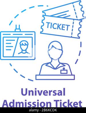 Universal admission ticket concept icon. Personal premium access pass idea thin line illustration. All inclusive tourism, money saving travel. Vector Stock Vector
