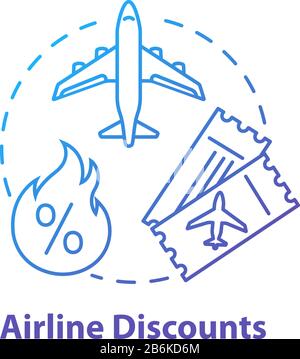 Airline discounts concept icon. Affordable travel, budget tourism idea thin line illustration. Airway company special offer, last minute tickets Stock Vector