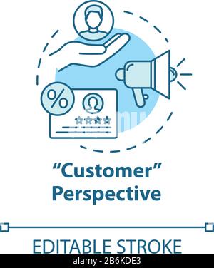 Customer perspective concept icon. Lead clients. Building audience. Sales prospect. Market share growth idea thin line illustration. Vector isolated Stock Vector