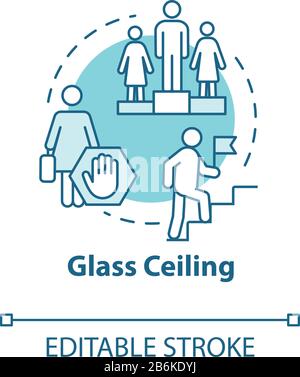 Glass ceiling concept icon. Unequal career opportunities. Promotion ...