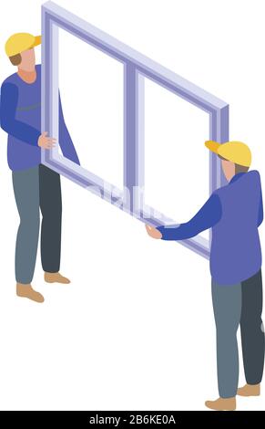 Install window icon, isometric style Stock Vector