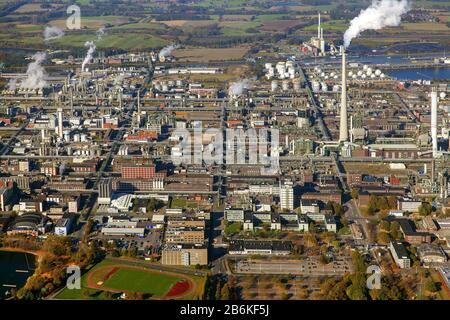 , areal of the Marl Chemical Park (formerly Chemische Werke Huls AG), 28.10.2012, aerial view, Germany, North Rhine-Westphalia, Ruhr Area, Marl Stock Photo