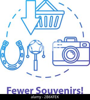 Fewer souvenirs concept icon. Money saving travel, budget tourism idea thin line illustration. Abstention from purchases and overspending. Vector Stock Vector