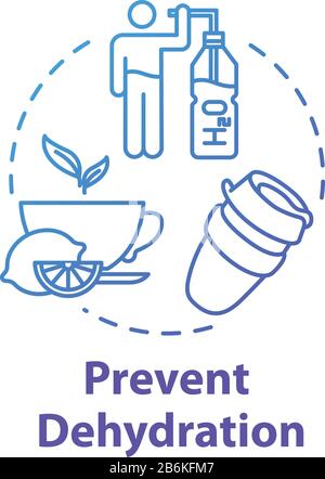 Prevent dehydration concept icon. Heatlhy drink. Natural treatment for flu. Moisturizing and skincare. Stay hydrated idea thin line illustration Stock Vector