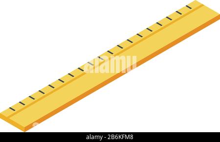 Wood ruler icon, isometric style Stock Vector