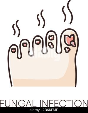 Fungal infection RGB color icon. Dermatological infectious disease, skincare problem, bad hygiene. Medical diagnosis, healthcare and medicine. Fungus Stock Vector