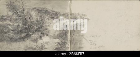 Duinlandschap Dunes Property Type: sketchbook sheet Item number: RP-T-1959-455-15 (V) Labeling / Brand: Color note handwritten description: Dunes. Sheet 15 verso and leaf 16 recto from a sketchbook with 28 bladen. Manufacturer : artist: Johan Antonie de Jonge Place manufacture: South Holland (possible) Dated: 1881 - 1927 Physical features: pencil, black chalk, feathered, and brush in gray material: paper chalk pencil Technique: doezelen Explanation Sheet 15 recto empty voorstelling. Subject: dunes (sea not visible); in the dunes right Stock Photo