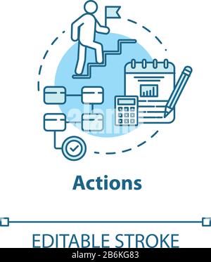 Actions concept icon. Opportunities for succes. Opportunities for success. Business management idea thin line illustration. Vector isolated outline Stock Vector