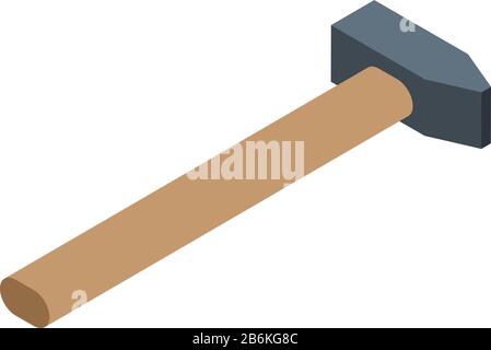 Window installation hammer icon, isometric style Stock Vector