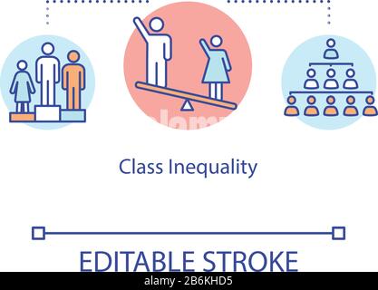 Class inequality icon. Man and woman pay gap, social and gender discrimination, human right violation idea thin line illustration. Vector isolated Stock Vector