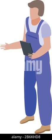 Window installation worker icon, isometric style Stock Vector