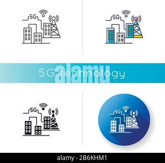 5G smart city RGB color icon. Improved urban infrastructure. Mobile  cellular network coverage. Wireless technology. High quality signal.  Isolated Stock Vector Image & Art - Alamy