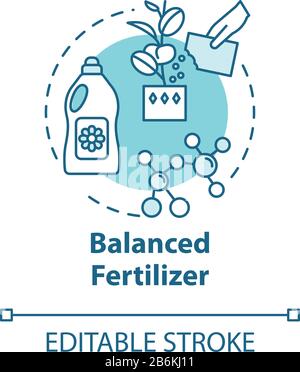 Balanced fertilizer concept icon. Home gardening. Growing houseplants idea thin line illustration. Indoor flowers caring. Vector isolated outline RGB Stock Vector