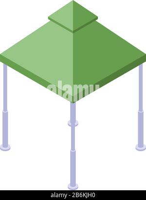 Green gazebo icon, isometric style Stock Vector