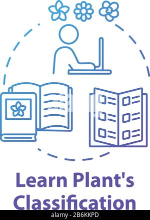 Learn plants classification concept icon. Home gardening. Houseplants caring. Flowers sorts idea thin line illustration. Vector isolated outline RGB Stock Vector
