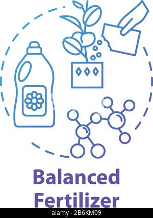 Balanced fertilizer concept icon. Growing houseplants idea thin line illustration. Indoor flowers caring. Home gardening. Vector isolated outline RGB Stock Vector