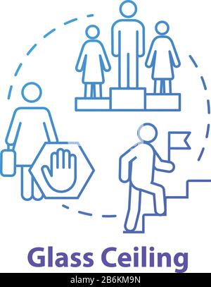 Glass ceiling concept icon. Unequal career opportunities. Promotion ...